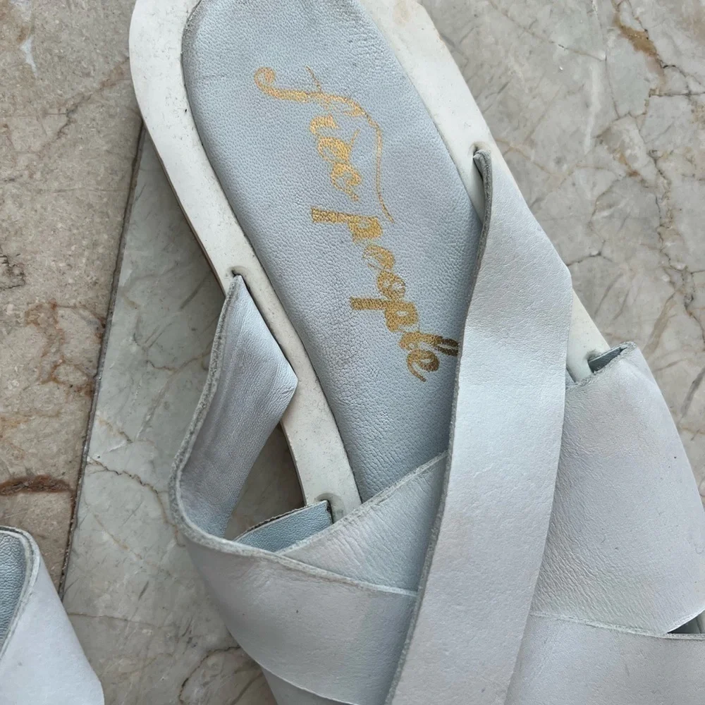Free People White Del Mar Slide Sandal Sze 40